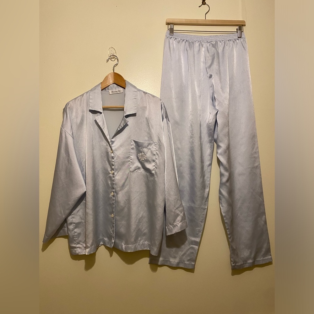Christian Dior Vintyge Silky Gray Loungewear / Pajama Set Size M - Picture 1 of 15